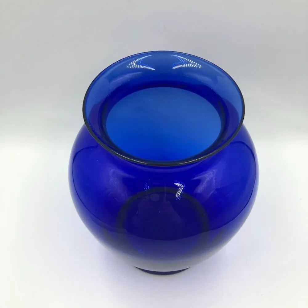 Cobalt Blue Glass Vase Tabletop Shelf Decor Collectible Medium Size Accent Piece